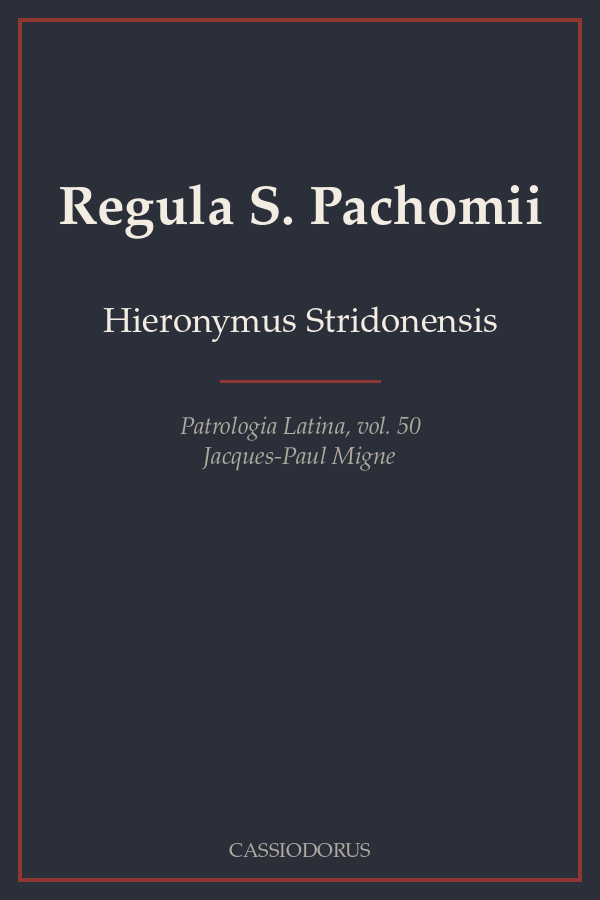 Regula S. Pachomii cover