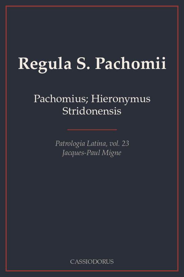 Regula S. Pachomii cover
