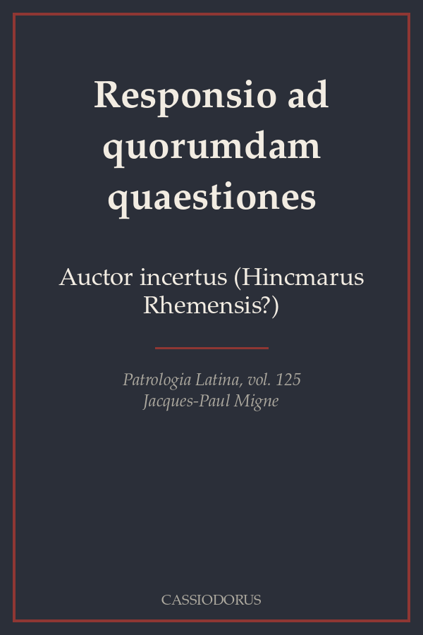 Responsio ad quorumdam quaestiones cover