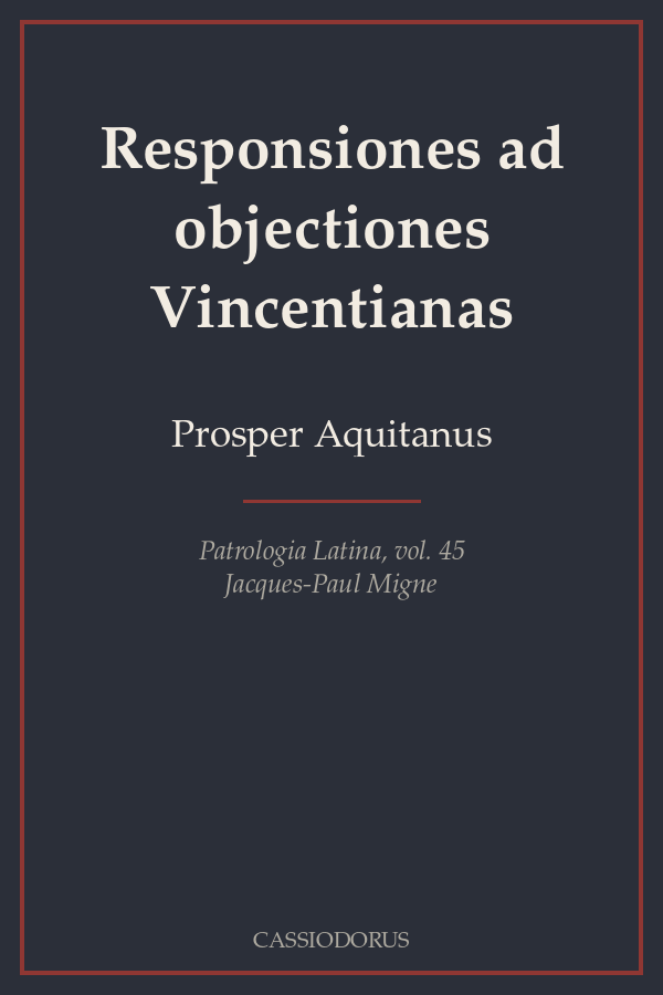 Responsiones ad objectiones Vincentianas cover