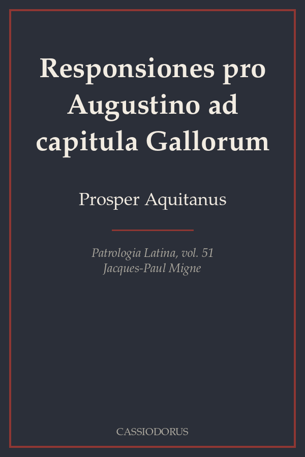 Responsiones pro Augustino ad capitula Gallorum cover