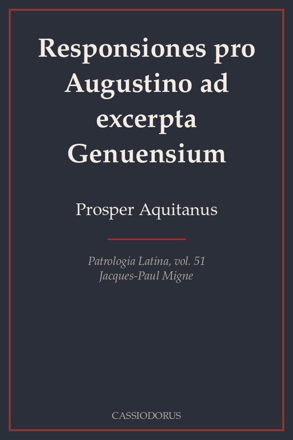 Responsiones pro Augustino ad excerpta Genuensium cover