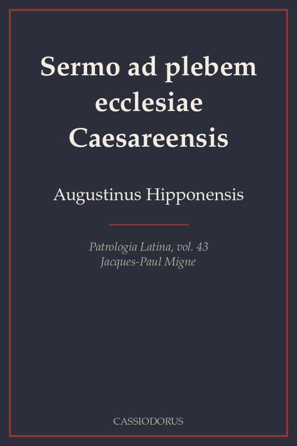 Sermo ad plebem ecclesiae Caesareensis cover
