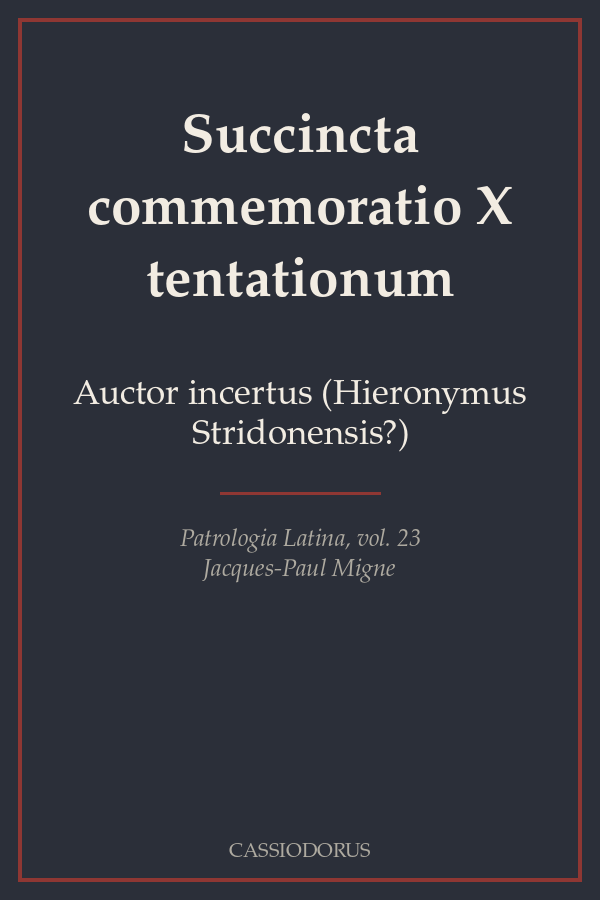 Succincta commemoratio X tentationum cover