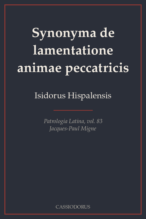 Synonyma de lamentatione animae peccatricis cover