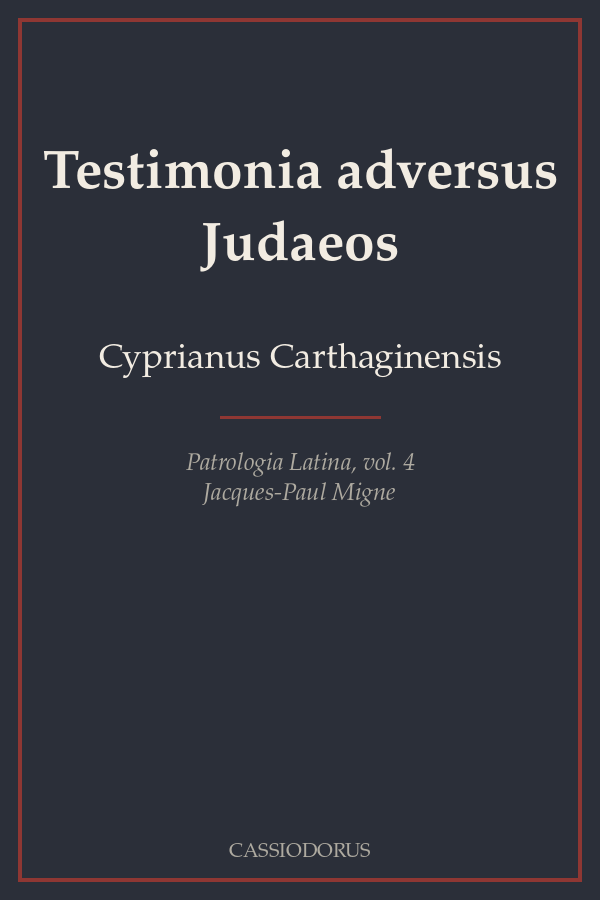 Testimonia adversus Judaeos cover