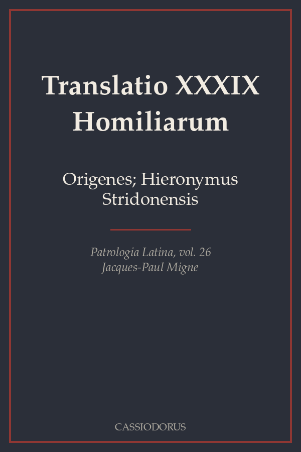 Translatio XXXIX Homiliarum cover