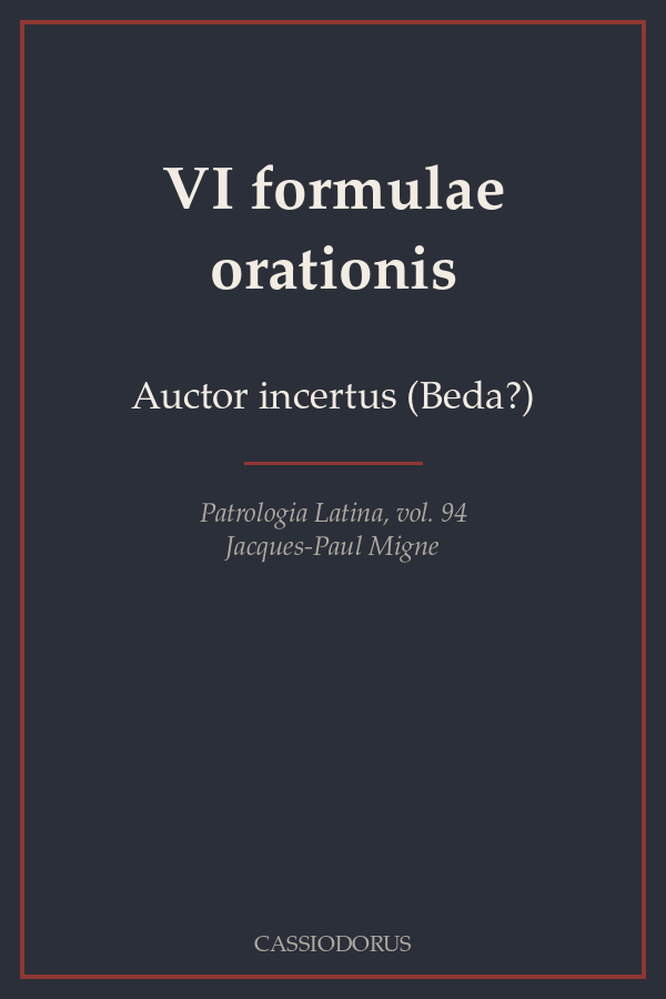 VI formulae orationis cover