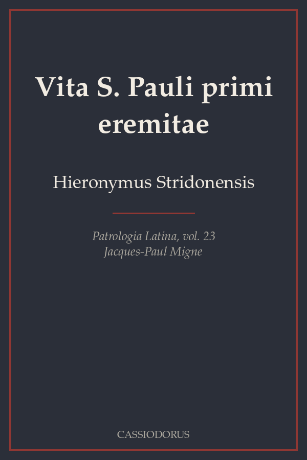 Vita S. Pauli primi eremitae cover