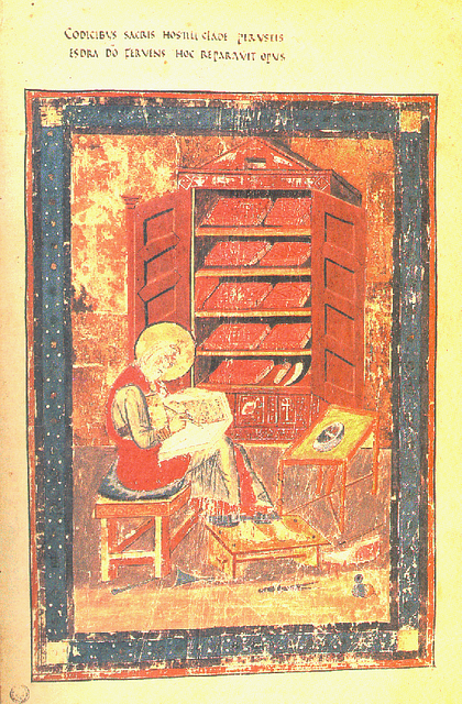 Cassiodorus manuscript image of Ezra writing